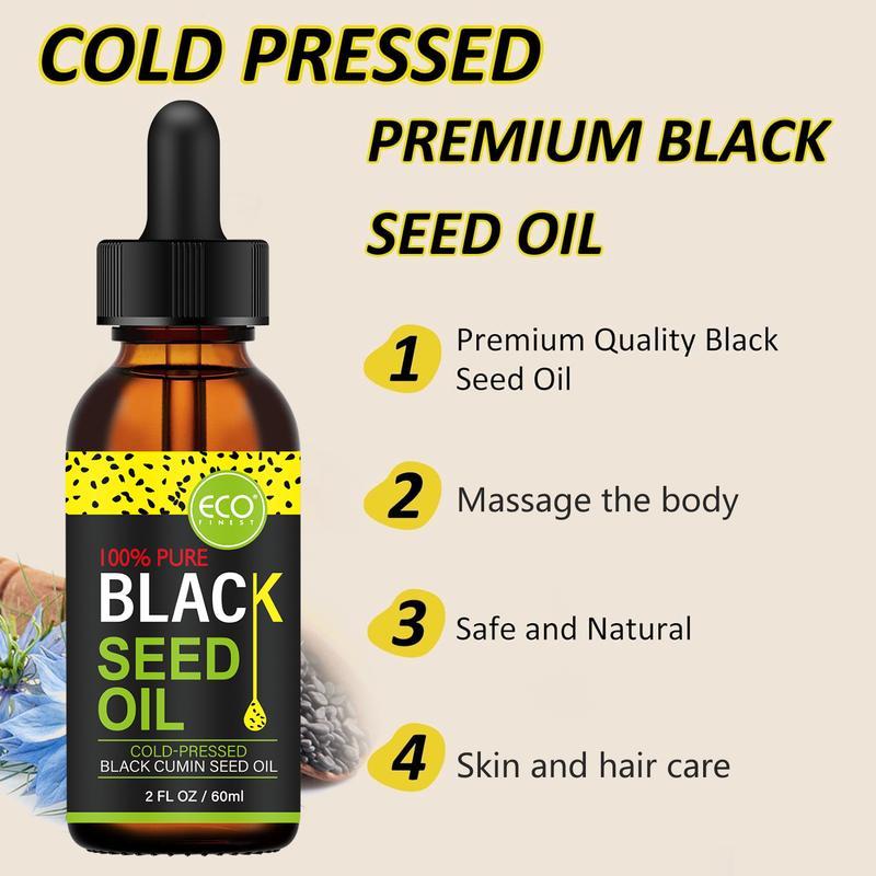 ECO FINEST Black Seed Oil - Travel Size, 100% Turkish Black Cumin Seed Oil, Liquid Pure Blackseed Oil, Black Seed Oil 100% Virgin Cold Pressed Super Antioxidant For Immune Support, Hair & Skin Serums Skincare