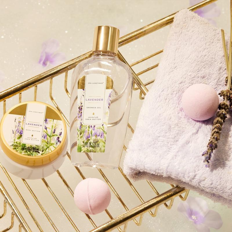 Spa Gift Sets for Women Gifts - 9pcs Lavender Relaxation Bath Baskets, Beauty Holiday Birthday Body Care Kits Gifts for Christmas