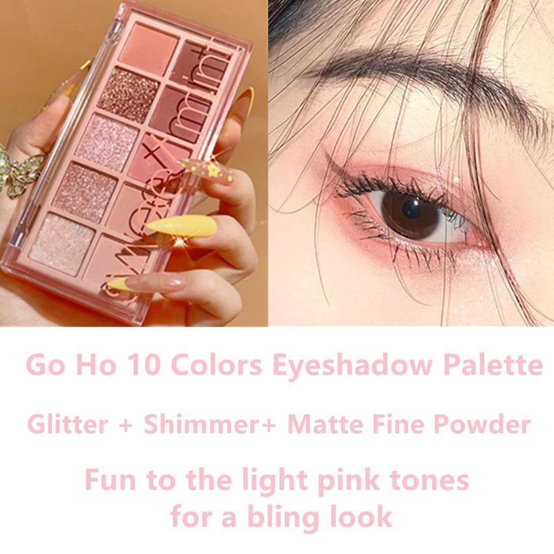 10-Color 03 Eyeshadow Palette: Matte, Glitter, Shimmer for Pink & Black Looks