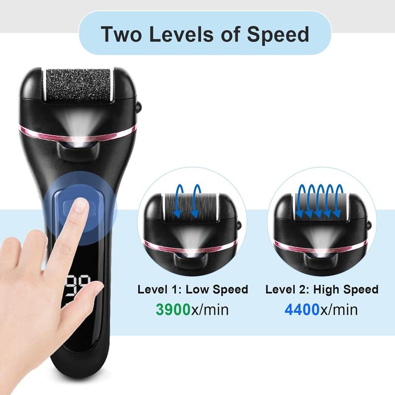 17 in 1 Electric Feet Callus Remover Rechargeable Portable Electronic Foot File Pedicure Kits, Foot Scrubber File, Professional Pedicure Tools, Foot Care for Dead Skin Ideal Gift, 3 Rollers