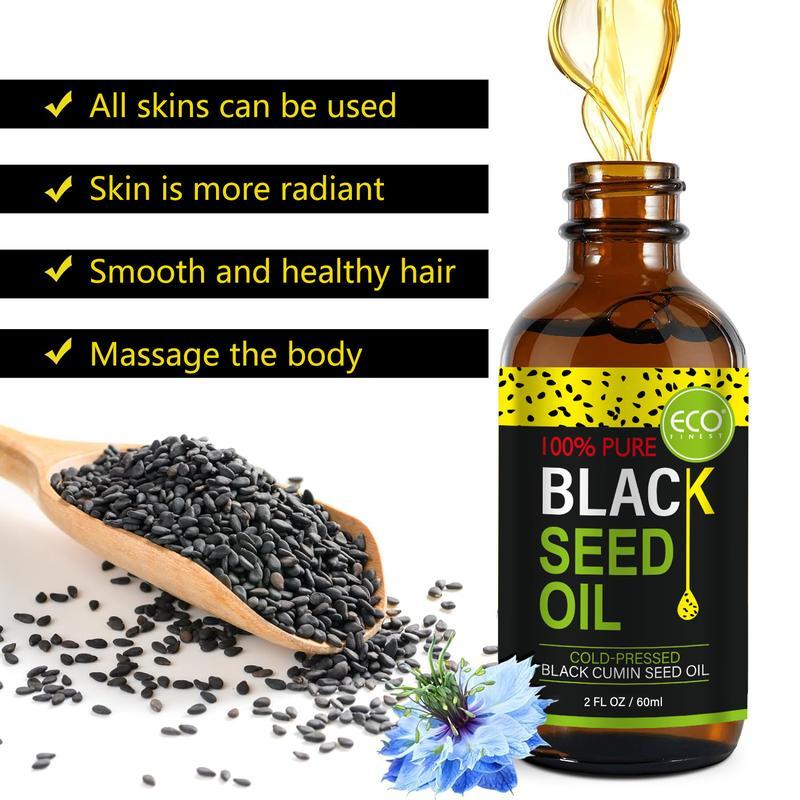 ECO FINEST Black Seed Oil - Travel Size, 100% Turkish Black Cumin Seed Oil, Liquid Pure Blackseed Oil, Black Seed Oil 100% Virgin Cold Pressed Super Antioxidant For Immune Support, Hair & Skin Serums Skincare