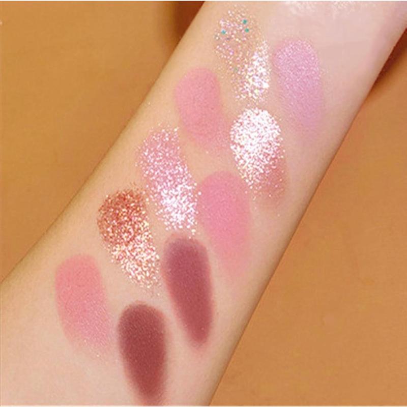 10-Color 03 Eyeshadow Palette: Matte, Glitter, Shimmer for Pink & Black Looks