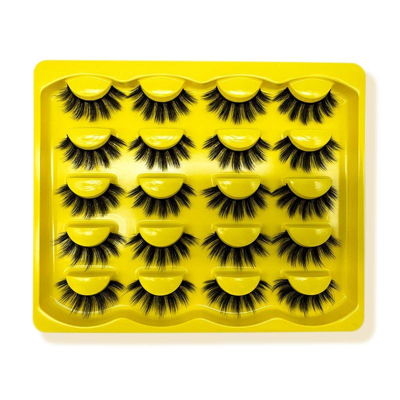 Fluffy False Eyelashes, 10 Pairs Faux Cluster Lashes, Natural Curling Eye Makeup Strip Lashes, Full Volume Eyelash for Lashes Extensions