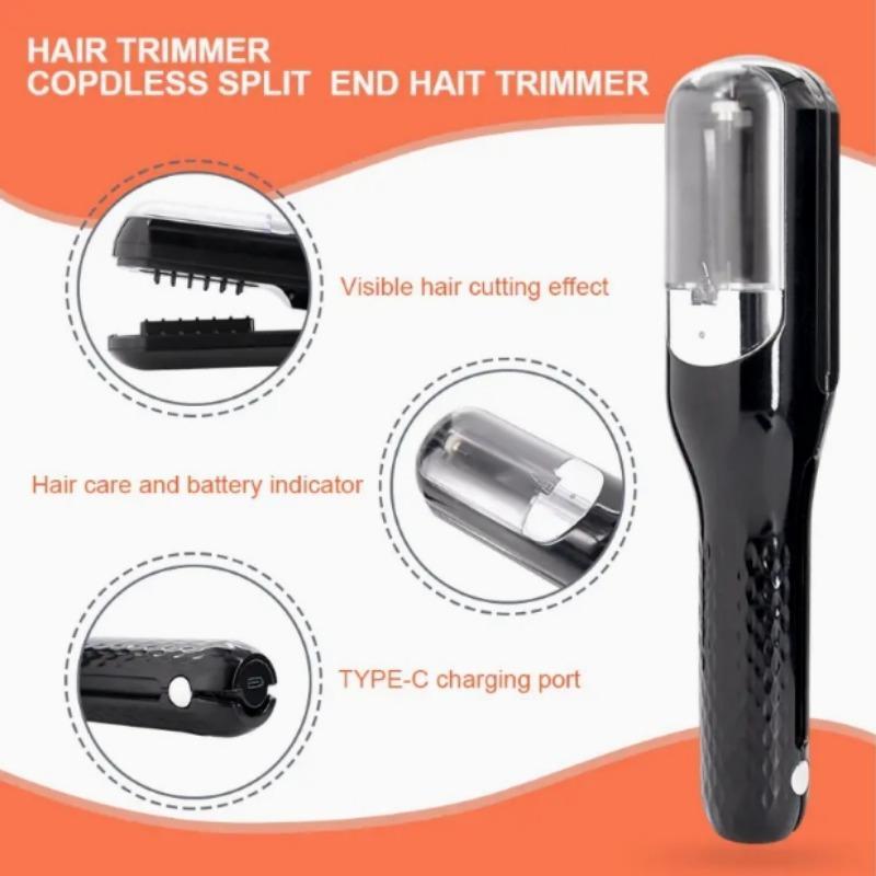 Cordless Split End Hair Clipper Trimmer, 1 Count Electric Hair Cutting Machine with 2 Counts Hair Clip & 1 Count Cleaning Brush & 1 Count Charging Cable, USB Charging Professional Hair Cutting Tool Set