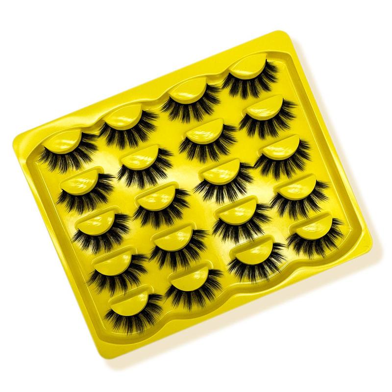 Fluffy False Eyelashes, 10 Pairs Faux Cluster Lashes, Natural Curling Eye Makeup Strip Lashes, Full Volume Eyelash for Lashes Extensions