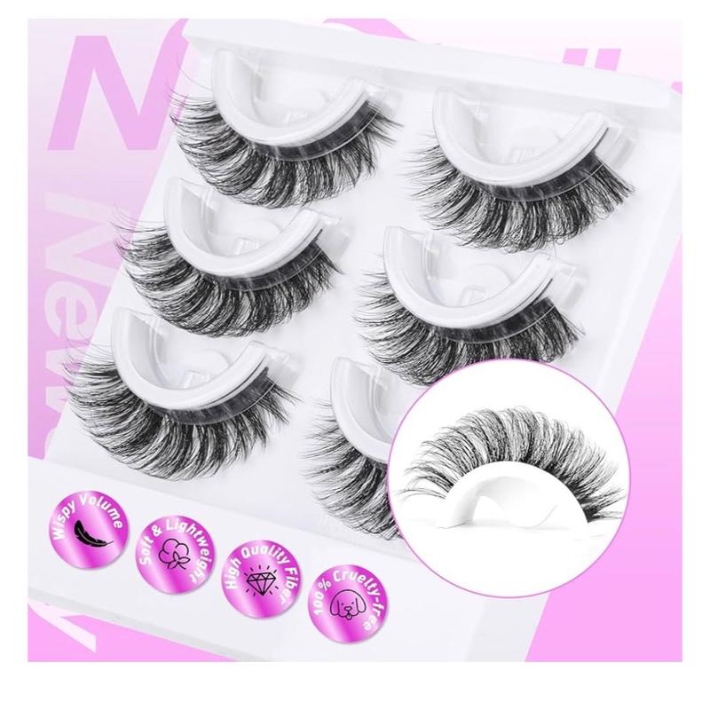 Self Adhesive Faux Mink False Eyelashes - Reusable Cat Eye Fluffy Lashes with Tweezers for Natural Look - Makeup, Cosmetic Eyelashes Extensions Eyelash Extensions Lash Extensions by NourPrime