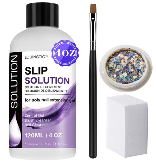 LOUINSTIC PolyGel Slip Solution 4 oz Anti-stick Polygel Nail Solutions Gel Nail Slip Liquid for Poly Nail Extension Gel