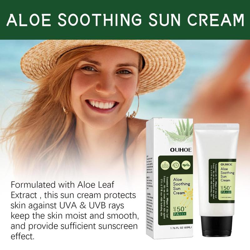 Aloe Vera Sun Care Cream, 3 Counts set Moisturizing Sunscreen Cream, Refreshing and Non-greasy Sun Care Product for Women & Men