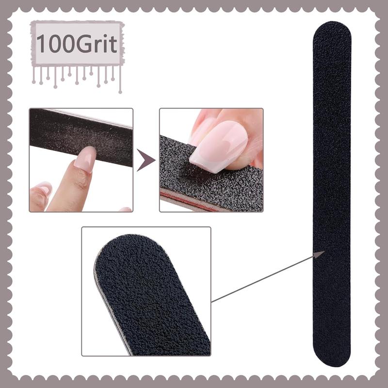 20 Pack 100 180 Grit Nail Files, Black Professional Reusable Emery Boards Nail File, Manicure Tool Suitable for Both Acrylic and Nails