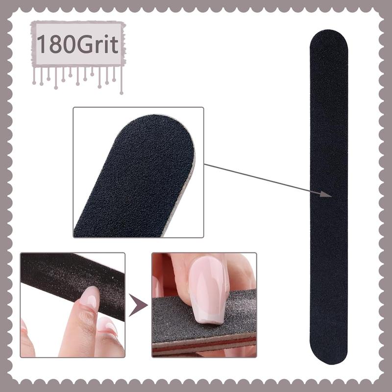 20 Pack 100 180 Grit Nail Files, Black Professional Reusable Emery Boards Nail File, Manicure Tool Suitable for Both Acrylic and Nails