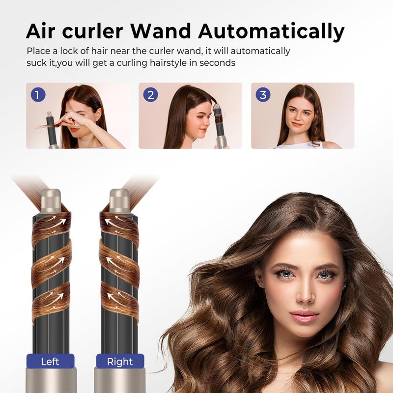 5 in 1 Hair Dryer, 1 Box Multifunctional Hair Dryer with Replacement Heads, Automatic Air Curling Iron, Hair Styling Tool for Home & Salon Use