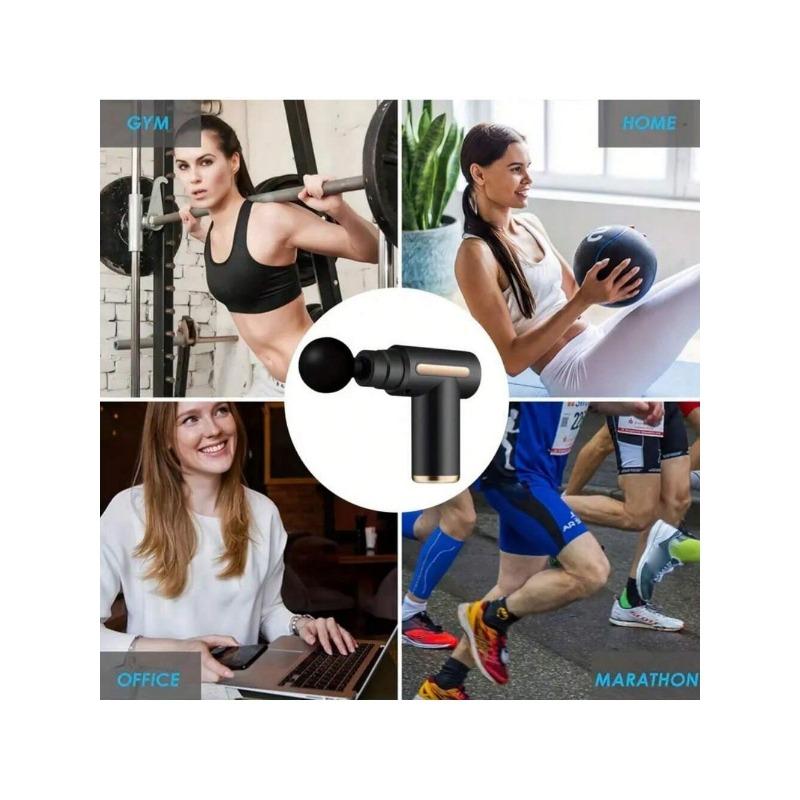 1pc Portable Mini Massage Gun, Electric Massage Percussion Massager For Deep Tissue, Interchangeable 4 Massage Heads 6 Adjustable Speeds, Holiday Gift For Men & Women, Muscle Relaxation, Fast Delivery From US Warehouse