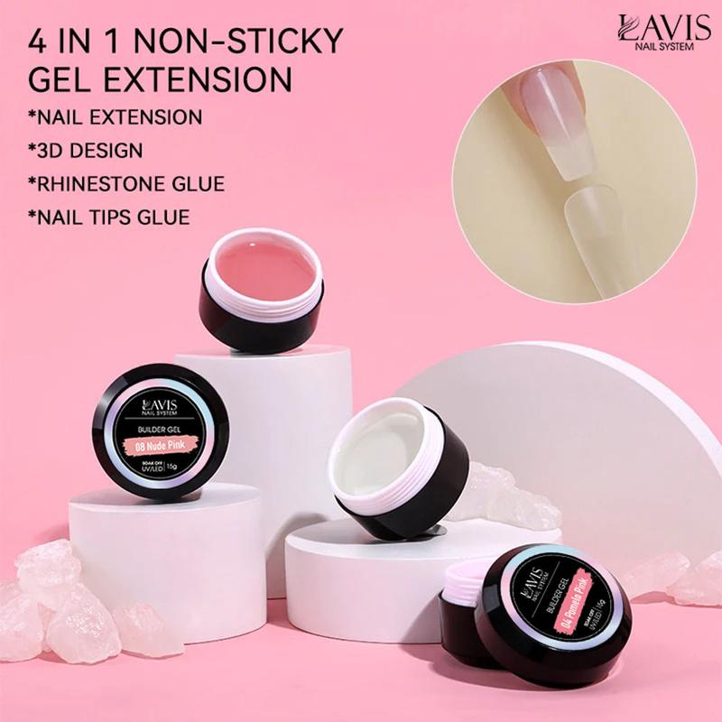 LAVIS J11 - Builder Gel In The Jar 15g - Nude Non Sticky