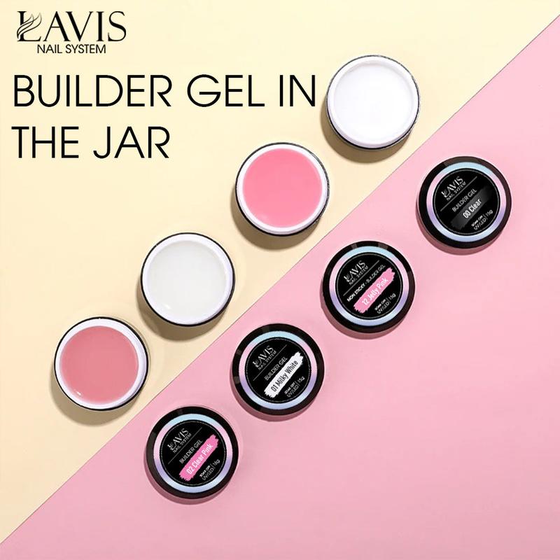 LAVIS J11 - Builder Gel In The Jar 15g - Nude Non Sticky