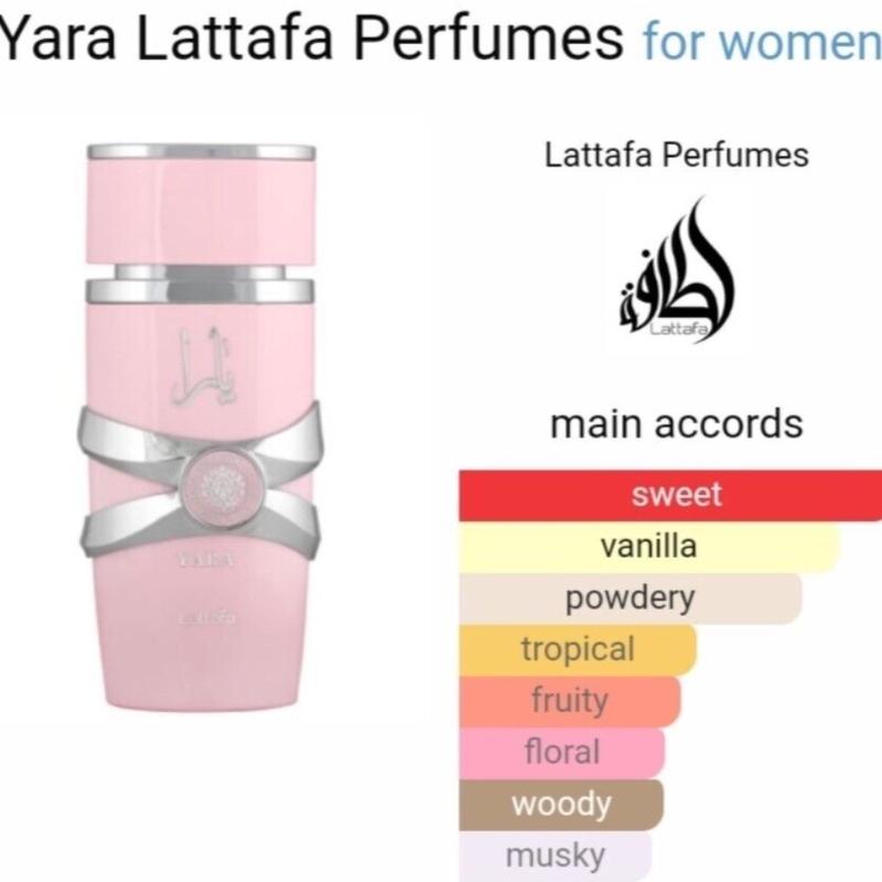 Yara by lattafa perfumes 3.4oz for Women Scent Scented Women Blend Aroma Fragrance Cologne Cosmetic