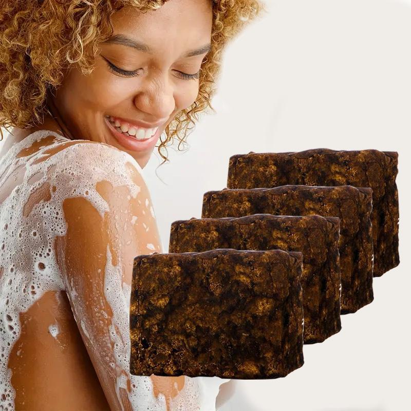  Premium Handmade African Black Soap - Natural Soap with Shea Butter and Aloe Vera