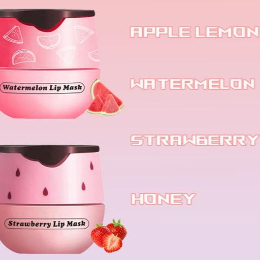 4 PCS Bee Lip Balm Honey Pot, Honey Strawberry Watermelon Apple Bee Lip Balm Sleeping Lip Mask Overnight with Sticks, Honey Pot Balm