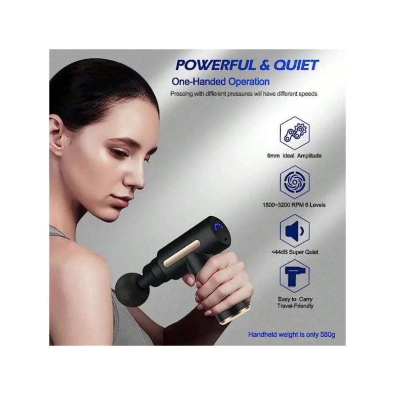 1pc Portable Mini Massage Gun, Electric Massage Percussion Massager For Deep Tissue, Interchangeable 4 Massage Heads 6 Adjustable Speeds, Holiday Gift For Men & Women, Muscle Relaxation, Fast Delivery From US Warehouse