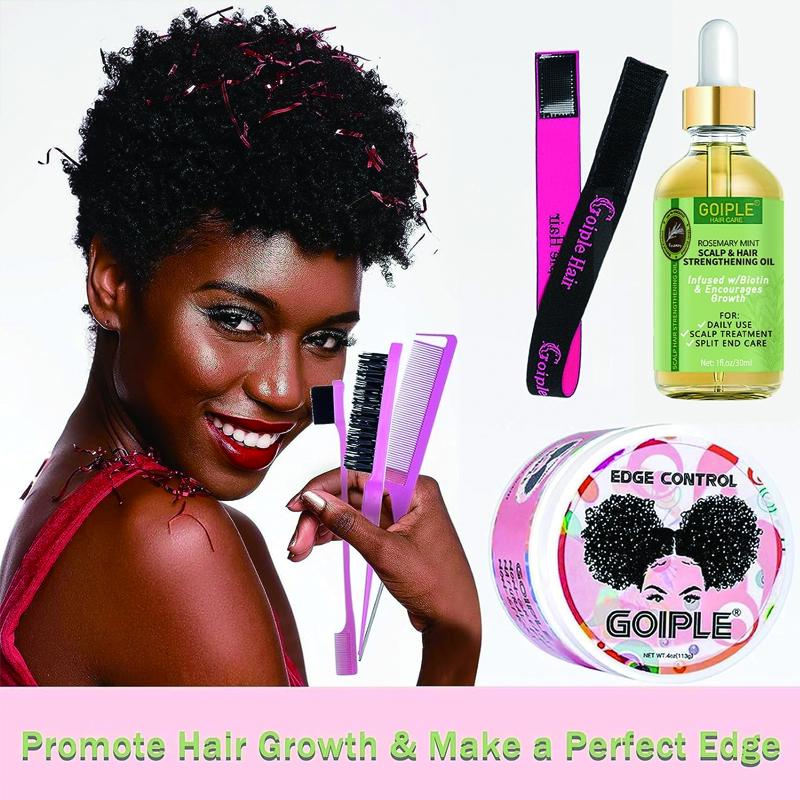 6 Count Edge Control Wax for Women - Strong Hold, Non-Greasy, No Flaking, Rosemary Oil for Hair Growth, Includes Edge Brush