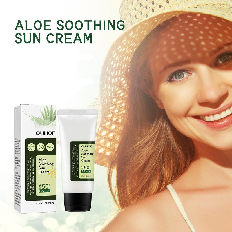 Aloe Vera Sun Care Cream, 3 Counts set Moisturizing Sunscreen Cream, Refreshing and Non-greasy Sun Care Product for Women & Men