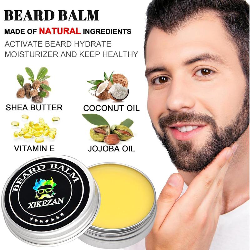 Upgraded 3-in-1 Hair Straightening Brush, Beard Balm, Beard Oil & Guide E-Book, Unique Grooming Gift Set for Men, Dad, Husband or Boyfriend