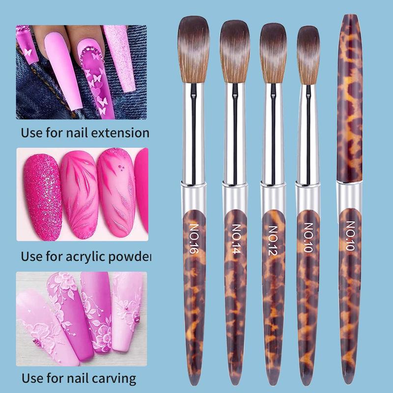 Leopard Pattern Nail Art Brush Set, 4 Counts set Nail Art Brushes with Soft Bristles, Professional Manicure Tool for Home & Salon Use