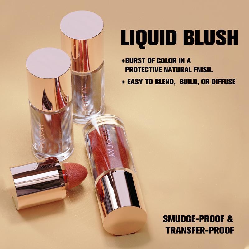 PHOFAY  Liquid Blush for Flawless Makeup Cosmetic camo liquid blush Lightweight Matte Applicator Blend Brush Color Dewy Waterproof