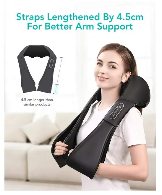 Shiatsu Back and Neck Massager with Heat Deep Kneading Massage for Neck, Back, Shoulder, Foot and Legs, Use at Home, Car, Office