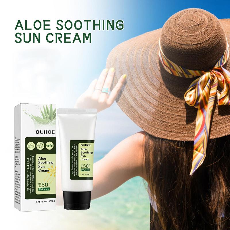 Aloe Vera Sun Care Cream, 3 Counts set Moisturizing Sunscreen Cream, Refreshing and Non-greasy Sun Care Product for Women & Men