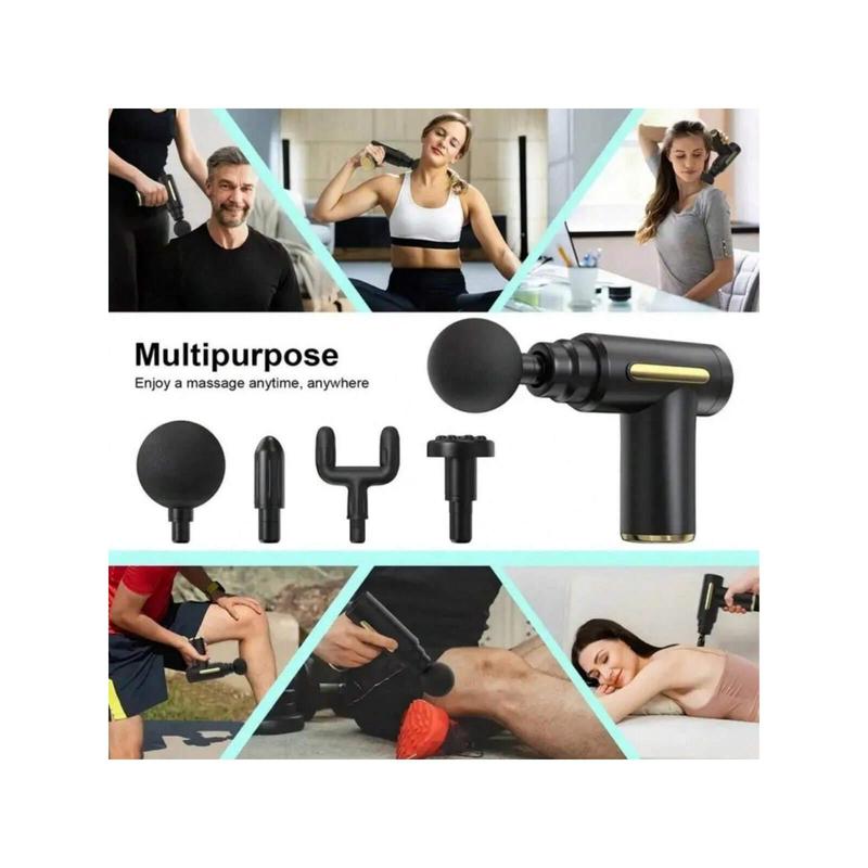 1pc Portable Mini Massage Gun, Electric Massage Percussion Massager For Deep Tissue, Interchangeable 4 Massage Heads 6 Adjustable Speeds, Holiday Gift For Men & Women, Muscle Relaxation, Fast Delivery From US Warehouse