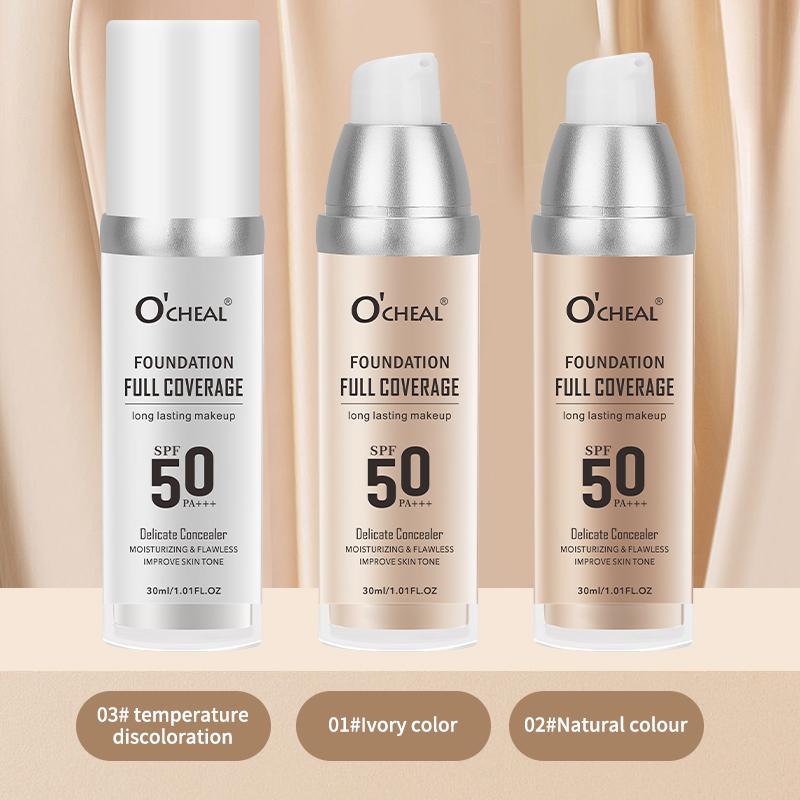 2pcs Liquid foundation, flawless coverage all day, temperature-sensitive skin tone adjustment, long-lasting and delicate skin formula