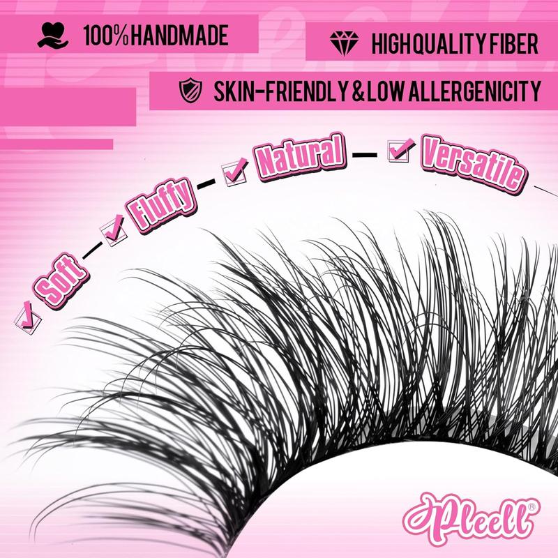 Fluffy Lash Extension Kit Wispy Eyelash Extension Kit 10-18MM Natural Lash Clusters 180PCS Cluster Eyelash Extensions with Lash Bond and Remover and Lash Applicator DIY Lashes Extension by Pleell