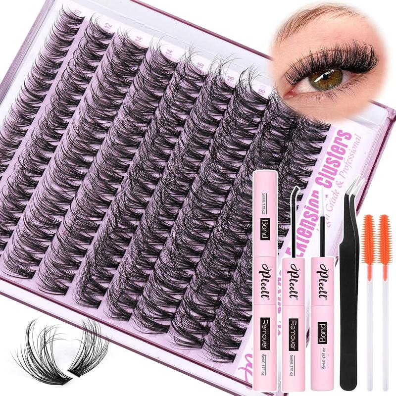 Fluffy Lash Extension Kit Wispy Eyelash Extension Kit 10-18MM Natural Lash Clusters 180PCS Cluster Eyelash Extensions with Lash Bond and Remover and Lash Applicator DIY Lashes Extension by Pleell