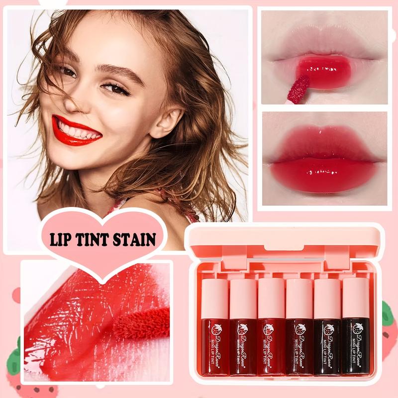 24 Colors Lip Tint Stain Mini Liquid Lipstick Set, Moisturizing Lip Gloss, Multi-Use Lip And Cheek Tint, Long-Lasting & Non-Stick Cup, Vivid Color