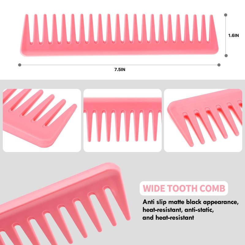 4 count Curly Brush Set for Adult &  Wet or Dry Hair, Detangling Brush for 3 4ABC Hair with Wide Tooth Comb (4, Pink)