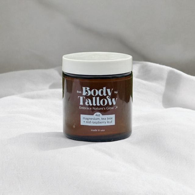 Whipped Body Tallow with Tea Tree & Raspberry Leaf Essential Oils, Magnesium, and Grass-Fed Beef Moisturizer - Body Care, Calming