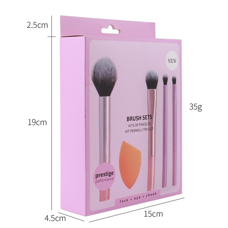 Christmas Essentials  Makeup Sponge Kit, Makeup Brushes & Makeup Blender Sponge, For Foundation, Blush, Bronzer, Eyeshadow, & Powder, Synthetic Bristles, Cruelty Free, 5 Piece Set