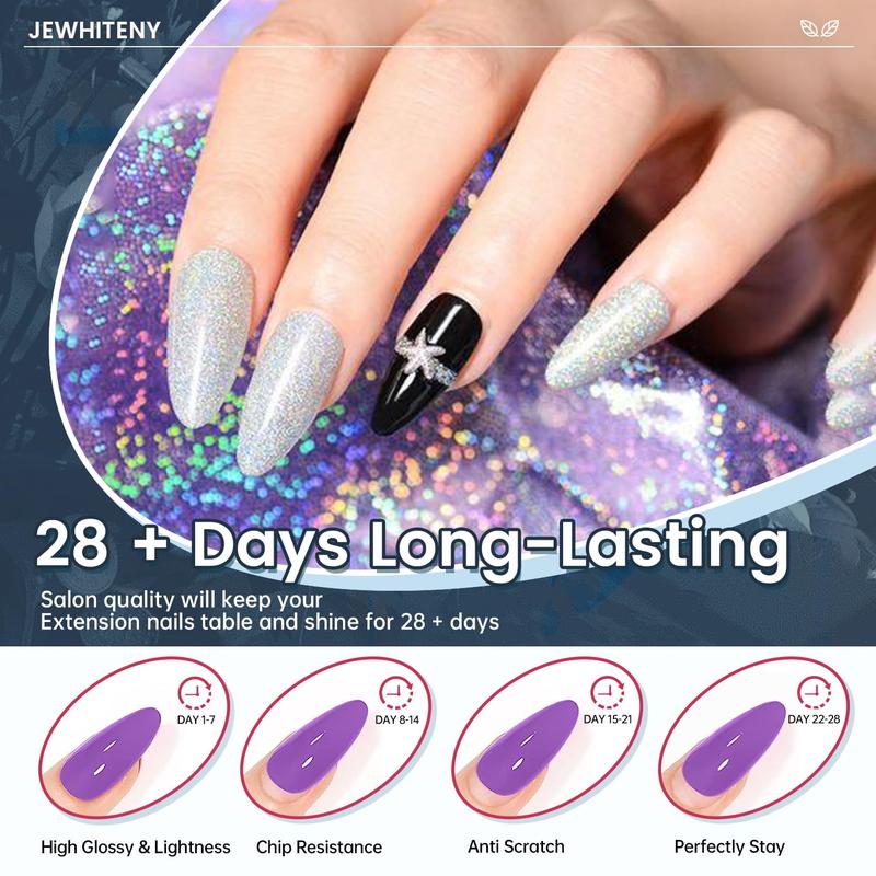 JEWHITENY 14 Colors Poly Nail Gel Kit All-in-one Kit Poly Nail Gel Kit with Nail Lamp Builder Nail Gel Nail Strengthen DIY at Home Beauty Gifts Matte and Glossy Top Coat