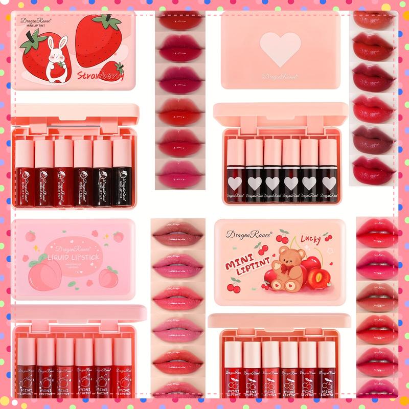 24 Colors Lip Tint Stain Mini Liquid Lipstick Set, Moisturizing Lip Gloss, Multi-Use Lip And Cheek Tint, Long-Lasting & Non-Stick Cup, Vivid Color