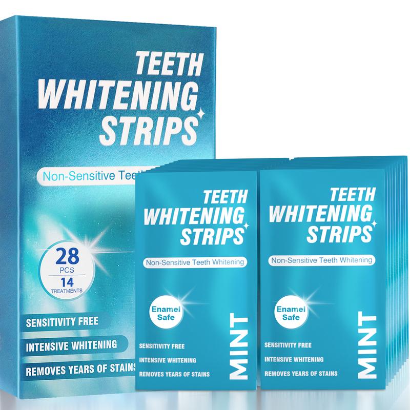 Mornature Teeth Whitening Strips for Sensitive Teeth, 28 Strips Enamel Safe Non-Slip Dry Strip Technology for Whiter Teeth, 30 Minutes Fast Results, Non-Sensitive, 14 Treatments, Mint Oral Intensive Radiant