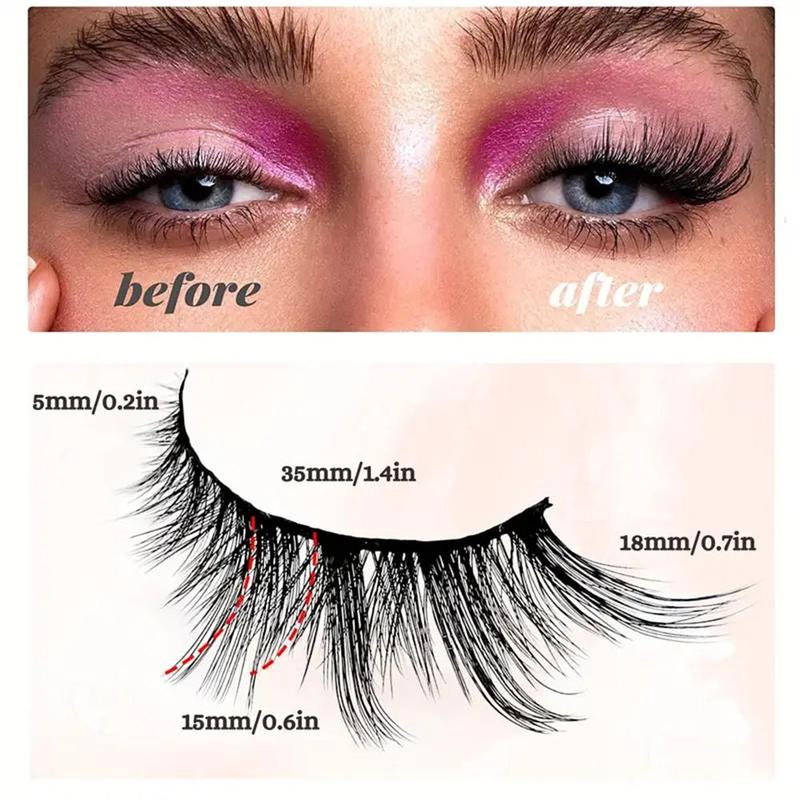 Summer Cat Eye False Eyelashes, 5 Pairs Wispy Cat Eye Look Faux Lashes, Full Volume V Curl Lash Extension, Volumized False Eyelashes for Women and Girls Eye Makeup