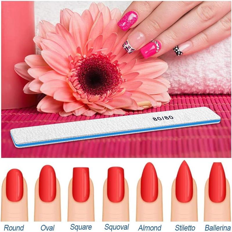 Nail File for Acrylic Nails 12pcs, 80 80 Grit Files Emery Boards,   Washable Thick Professional Square Nail File Manicure Tools for Nail Tech