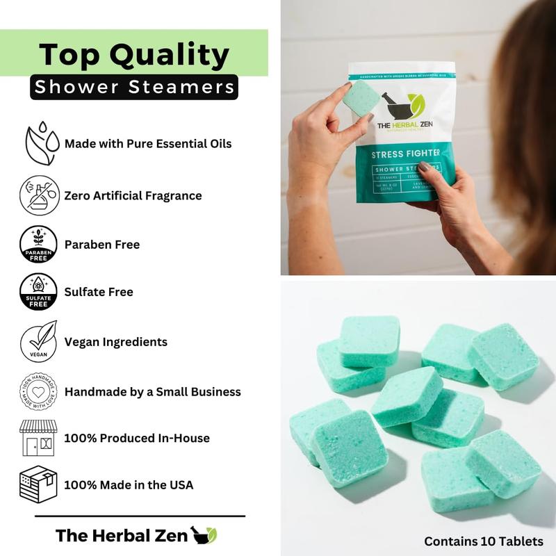 The Herbal Zen - Stress Fighter Shower Steamers with Essential Oils, Made in USA - Citrus and Floral Aroma - Comfort, Body Care