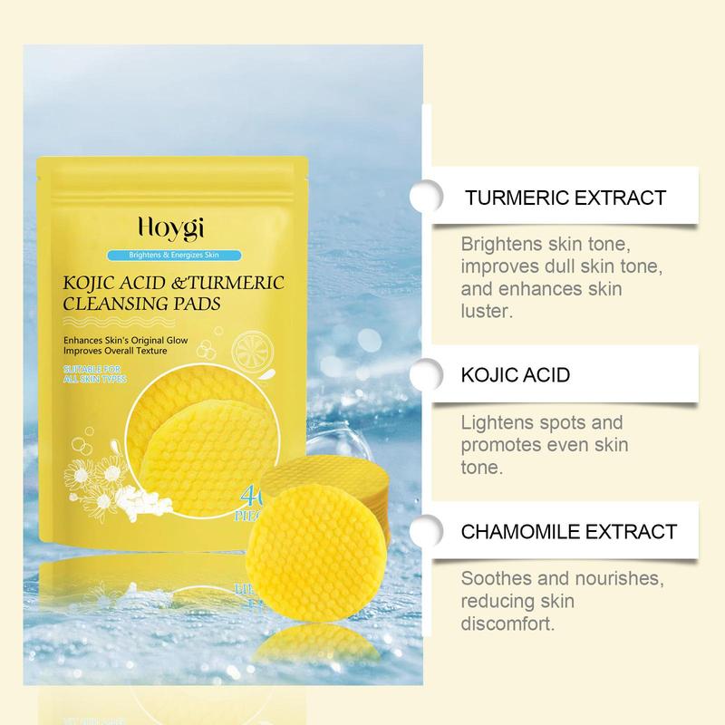 Turmeric Facial Cleansing Pads, 40pcs bag Gentle Exfoliating Facial Pads, Facial Skin Care Pads, Face Care Product for Women & Men