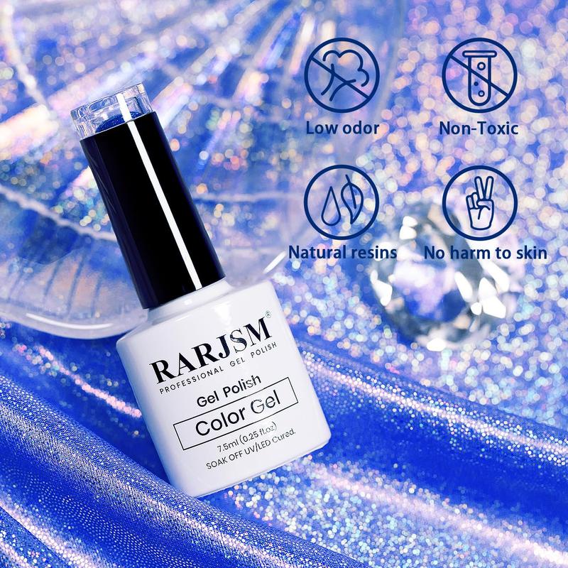 Reflective Glitter Gel Polish Royal Blue Sparkle Iridescent Rainbow Shimmer Dark Blue Gel Nail Polish 7.5ml Soak Off Sparkle Flash Disco  Nail Gel Polish Salon DIY Home Manicure