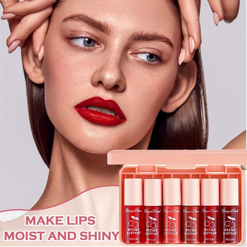 24 Colors Lip Tint Stain Mini Liquid Lipstick Set, Moisturizing Lip Gloss, Multi-Use Lip And Cheek Tint, Long-Lasting & Non-Stick Cup, Vivid Color