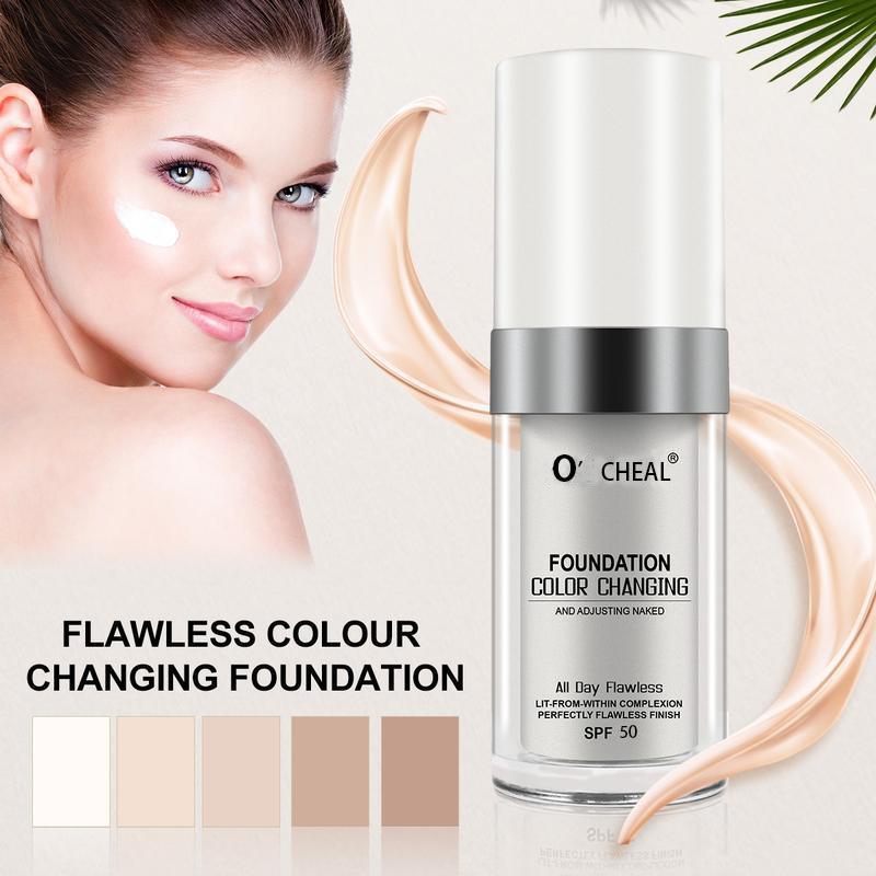 2pcs Liquid foundation, flawless coverage all day, temperature-sensitive skin tone adjustment, long-lasting and delicate skin formula