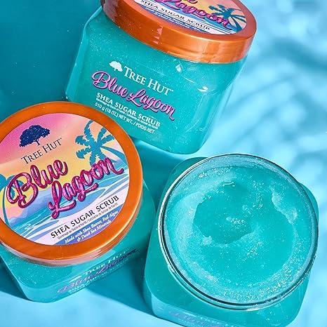 Tree Hut Blue Lagoon Shea Sugar Scrub | Exfoliating Body Scrub Removes Dead, Dry Skin for a Soft & Hydrated Feel | Nourishing Essential Body Care | 18 fl oz.