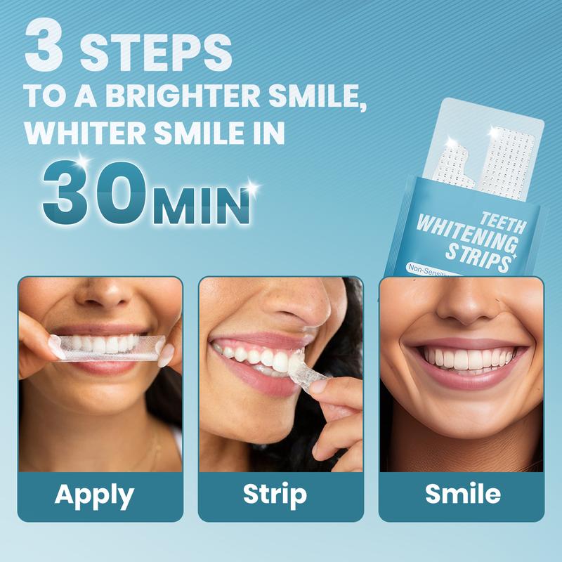 Mornature Teeth Whitening Strips for Sensitive Teeth, 28 Strips Enamel Safe Non-Slip Dry Strip Technology for Whiter Teeth, 30 Minutes Fast Results, Non-Sensitive, 14 Treatments, Mint Oral Intensive Radiant