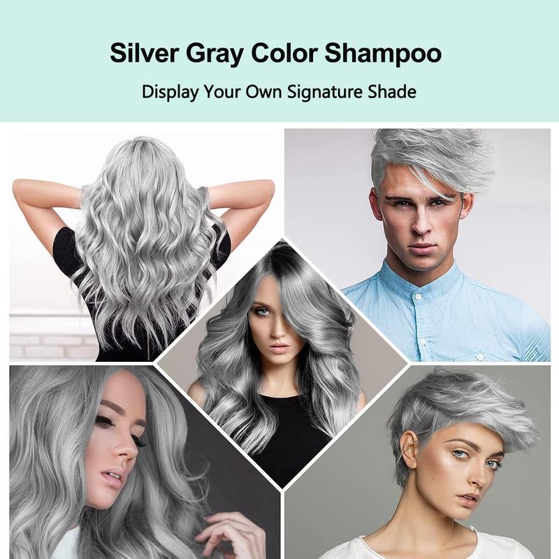 Instant Silver Gray 3-IN-1 Hair Dye Shampoo, Silver Hair Color Shampoo, Natural Shampoo Champu Para Canas, Long-lasting Herbal Haircare, 16.90 Fl Oz